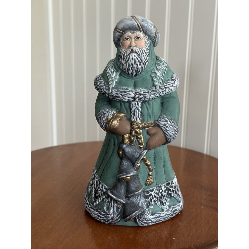 Vintage Father Christmas Santa Green Robe Rabbit Bunny Figurine Holiday Decor